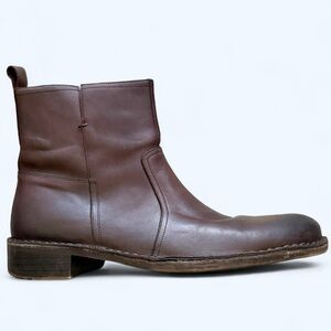 MICHAEL SHANNON Brown Leather Ankle Boots • Size 13 • Men